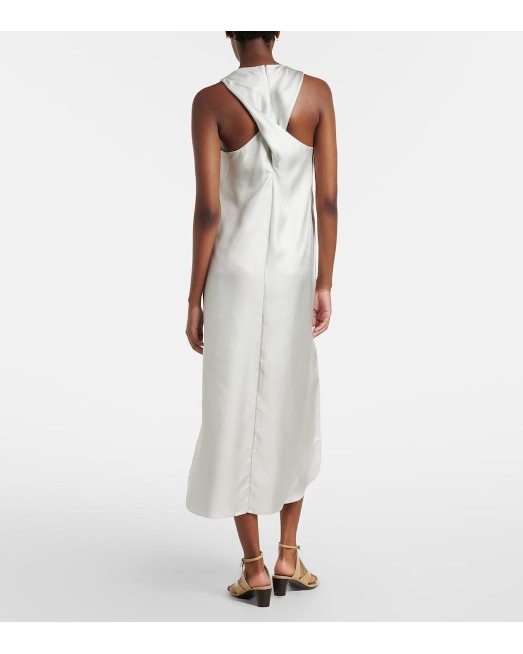 Loulou de Saison White Paloma Silk Satin Maxi Dress
