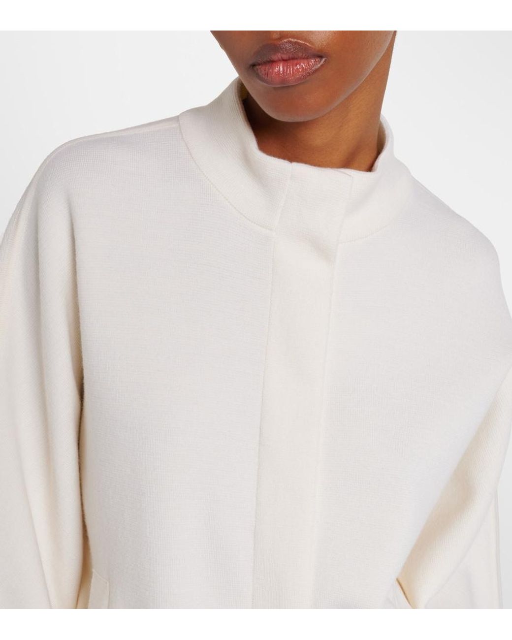 Max Mara White Wool Zip-Up Cardigan