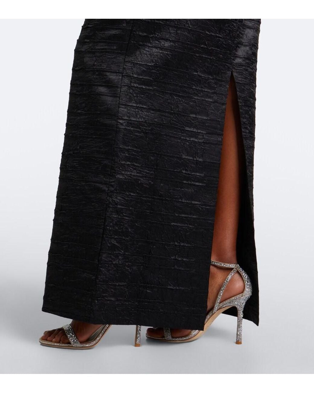Jonathan Simkhai Black Martina Embellished Satin Gown