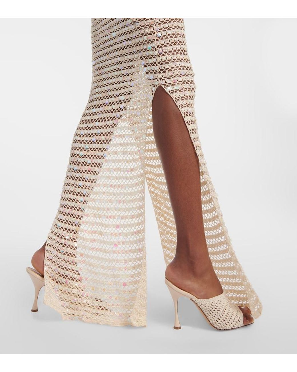 AYA MUSE White Sequined Maxi Dress