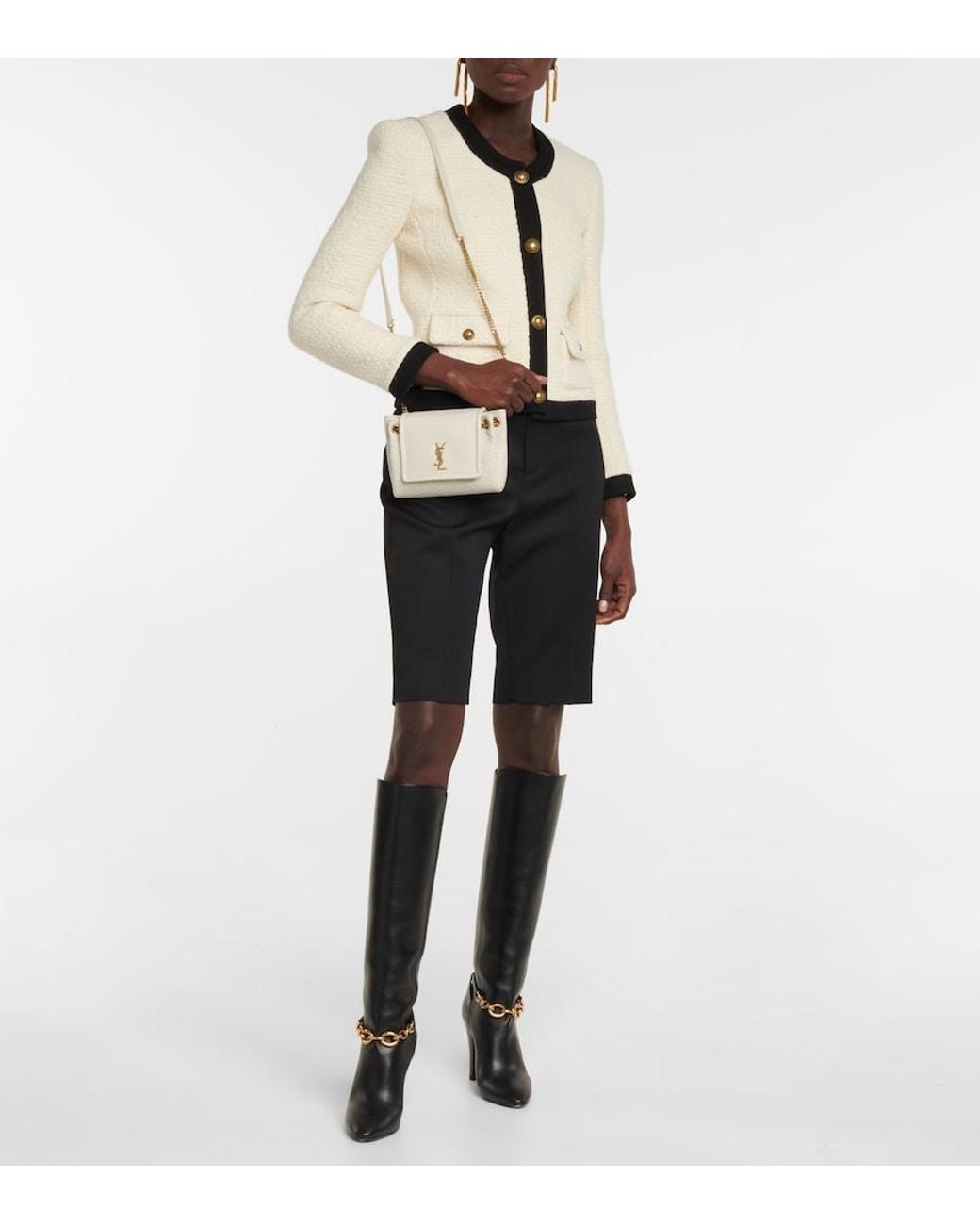 Saint Laurent Natural Nolita Mini Leather Shoulder Bag