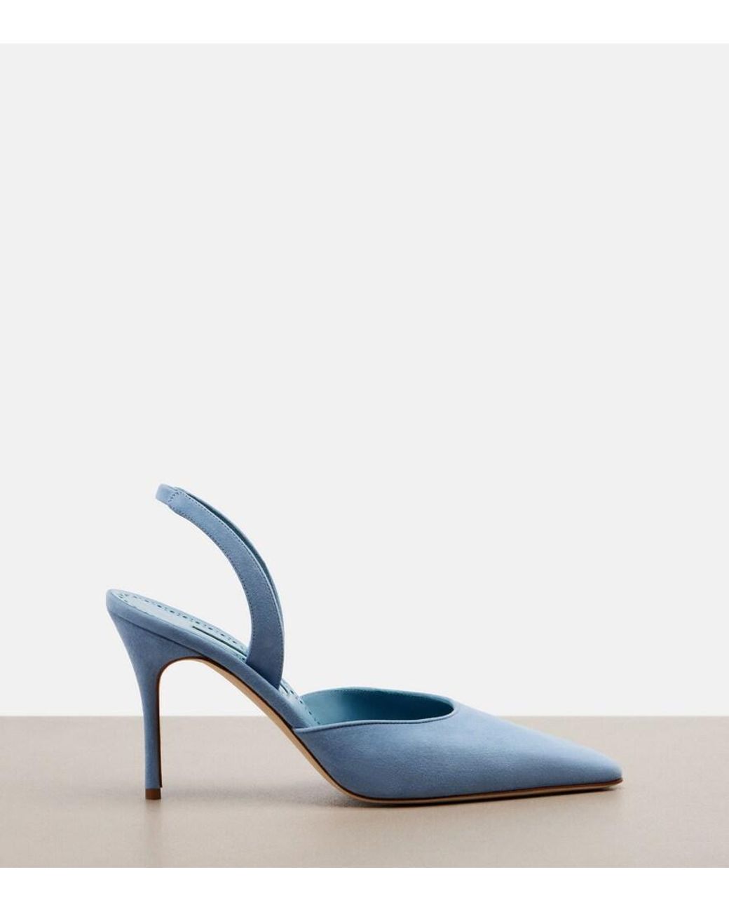 Manolo Blahnik Blue Borelapla Suede Slingback Pumps