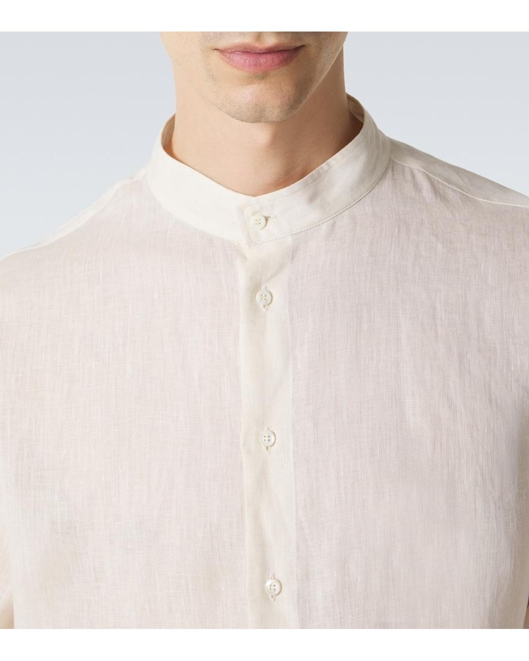 Brunello Cucinelli White Linen Shirt for men