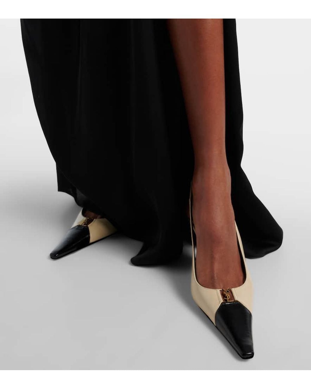 Saint Laurent Natural Slingback-Pumps Babylone Breteuil Aus Leder