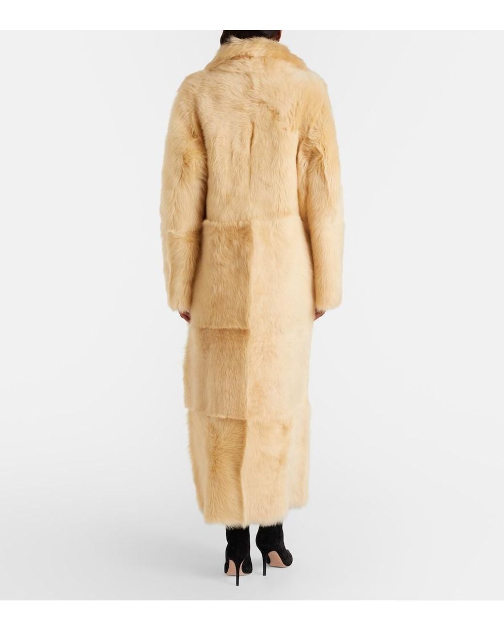 Nour Hammour Natural Evita Long Shearling Coat