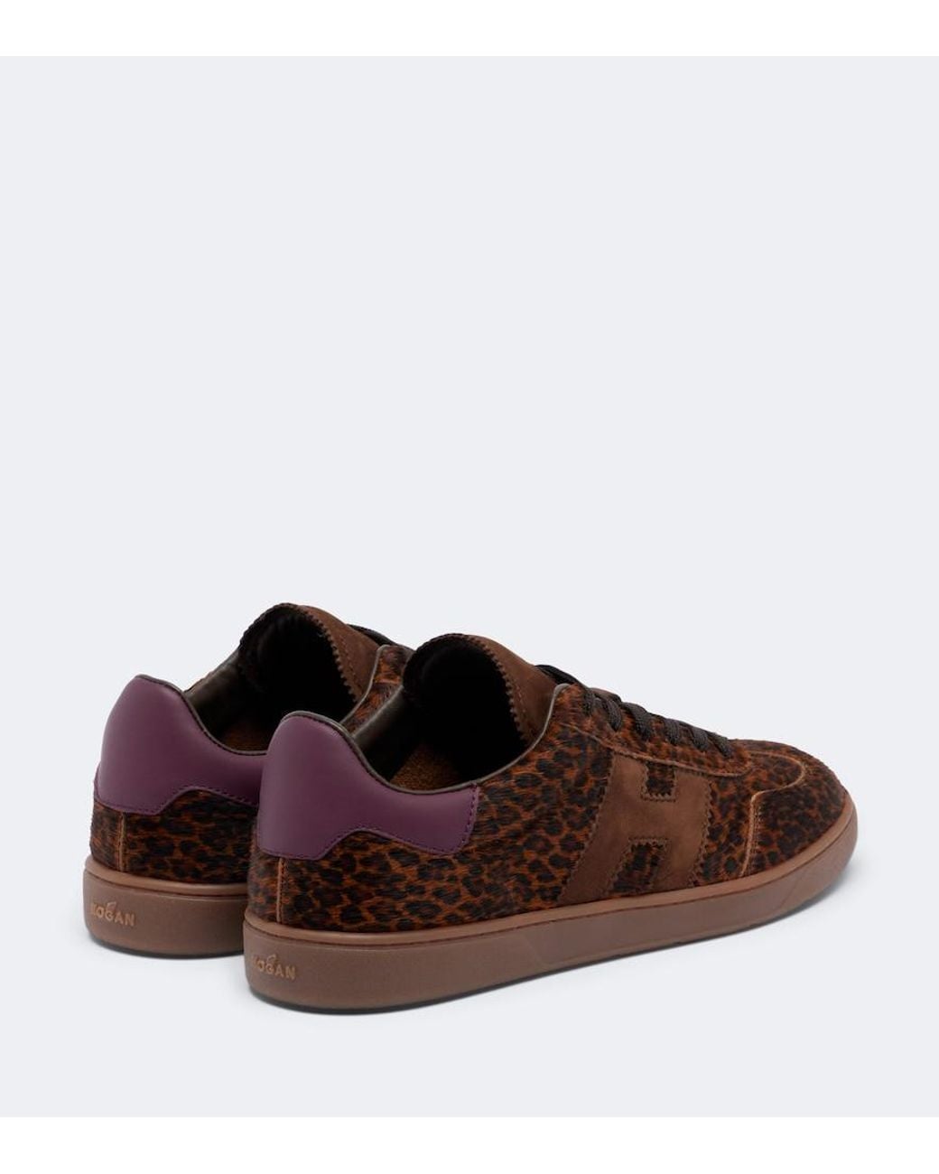 Hogan Brown H647 Leopard-Print Calf Hair Sneakers