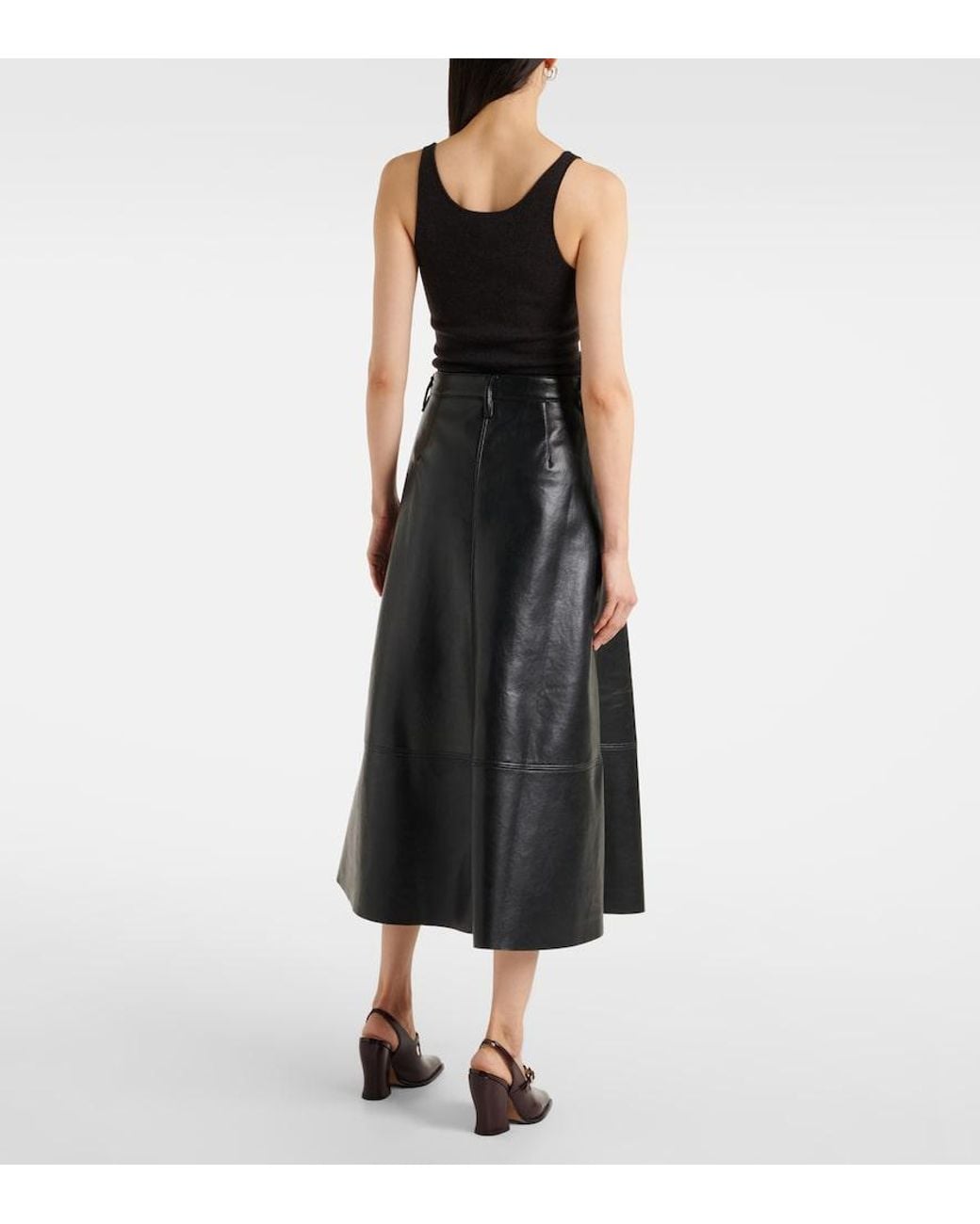 Citizens of Humanity Black Cassia Faux Leather Midi Skirt
