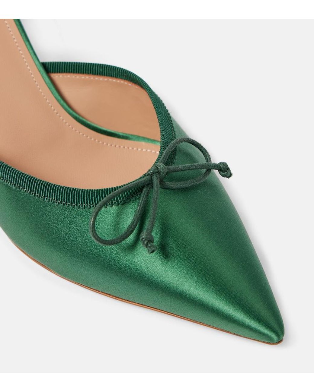 Malone Souliers Green X Tabitha Simmons Rose 45 Satin Mules