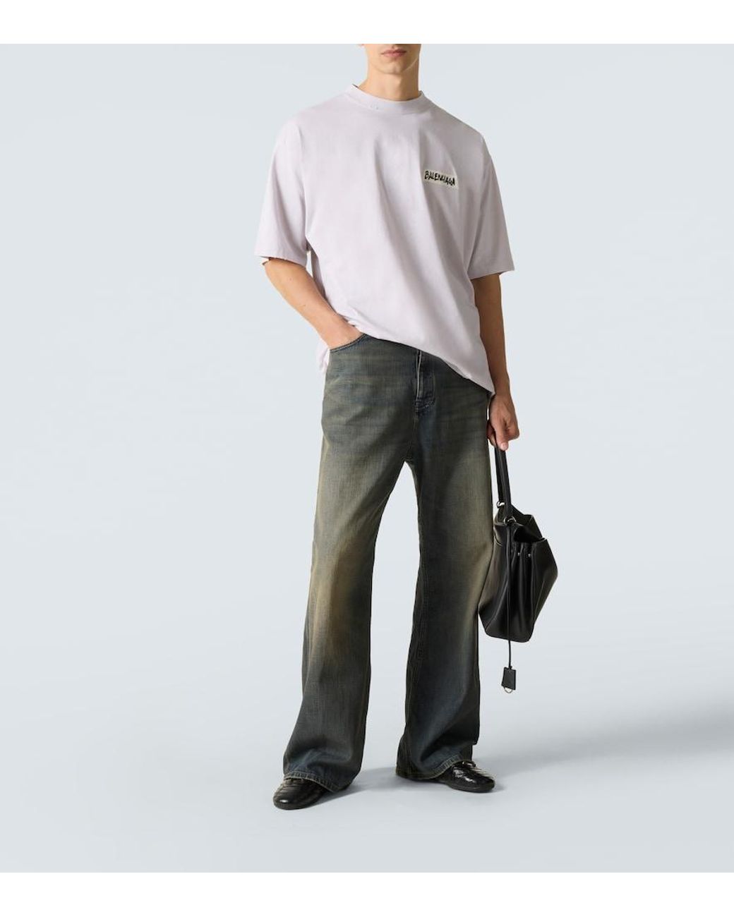 Balenciaga Pink Logo Cotton Jersey T-Shirt for men