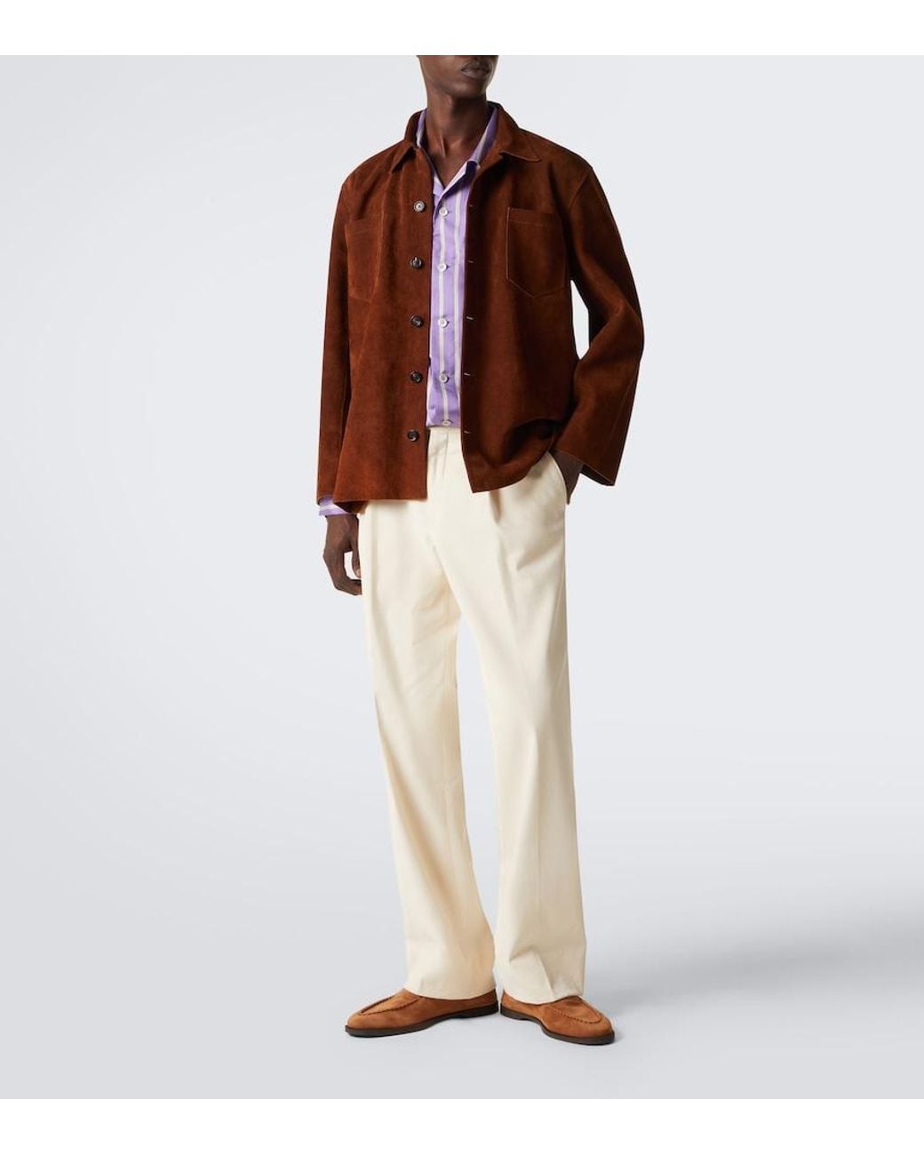 John Lobb Brown Pace Suede Loafers for men