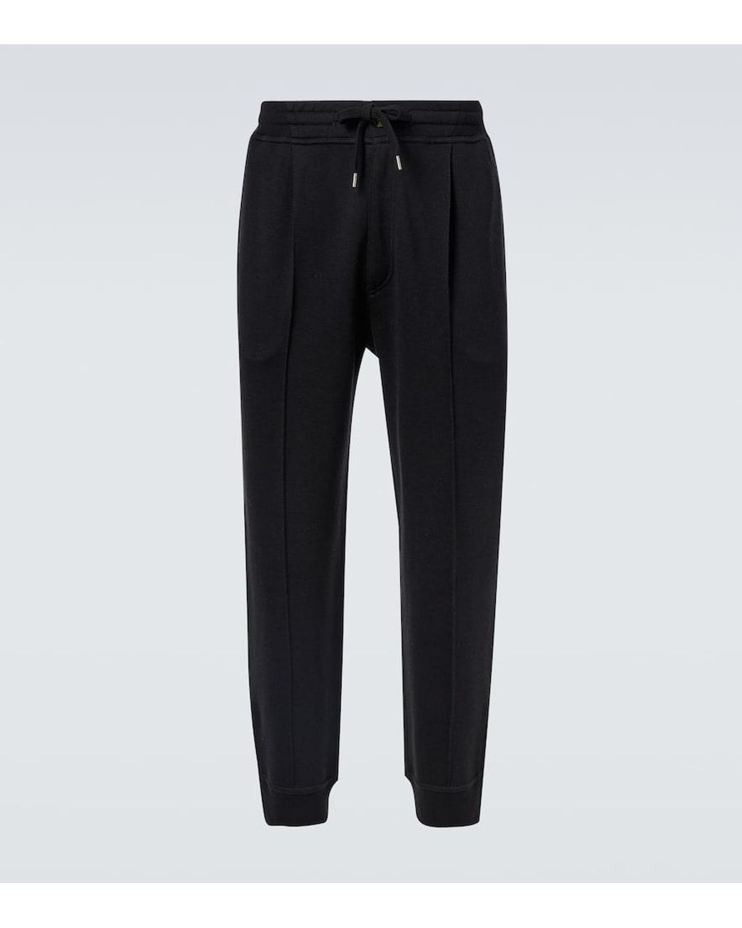 Brunello Cucinelli Black Cotton-Blend Sweatpants for men