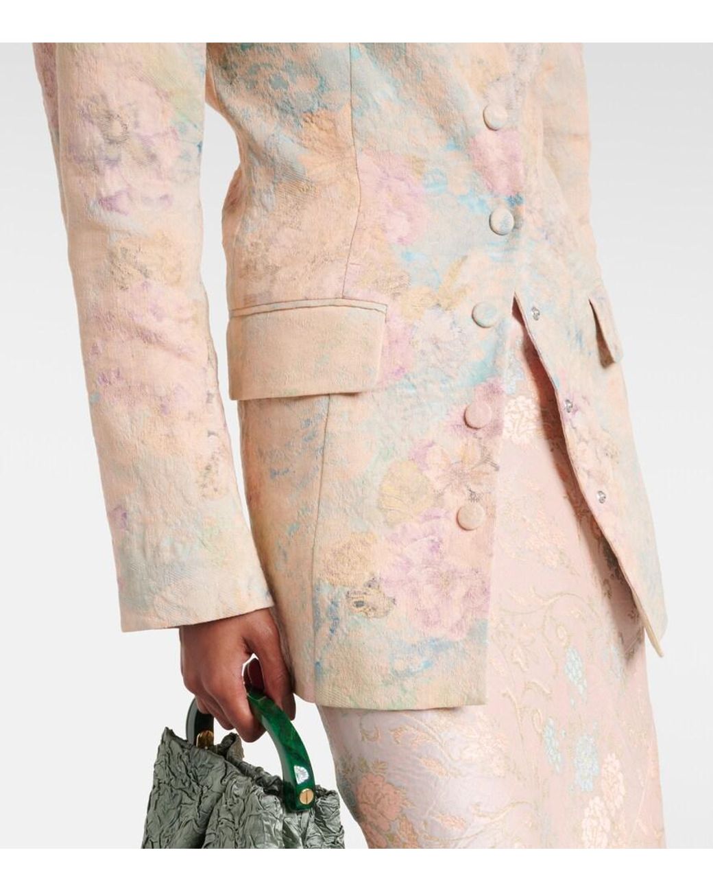 Dries Van Noten Natural Floral Linen-Blend Jacquard Blazer