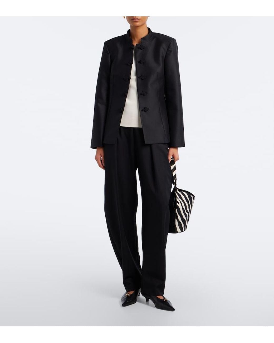 Rohe Black Wool And Silk Satin Jacket