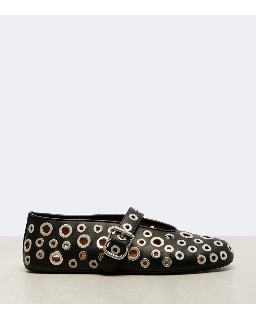 Alaïa Black Studded Leather Ballet Flats