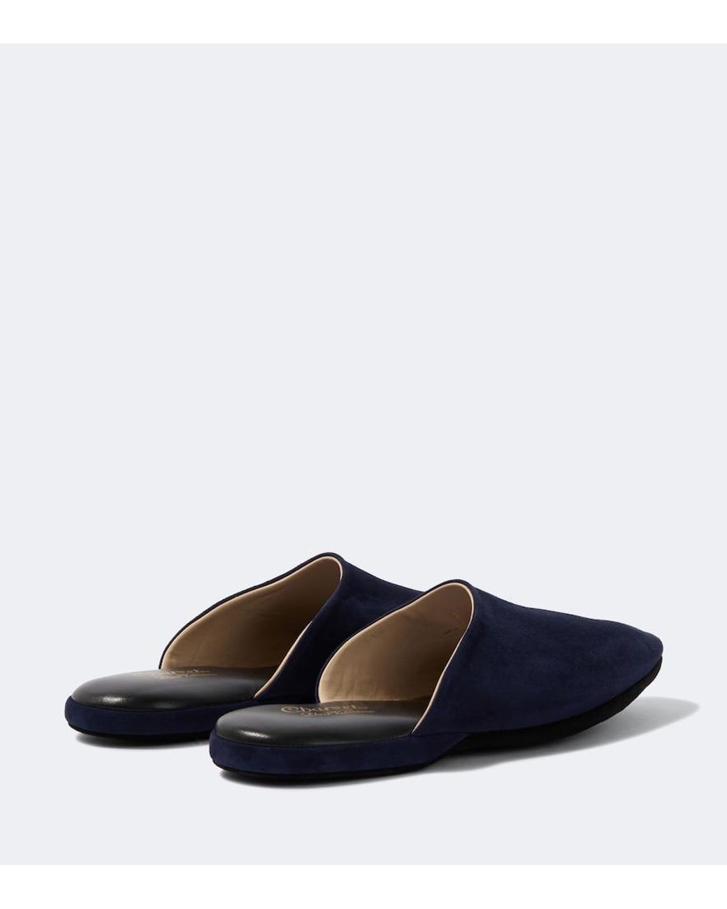 Charvet Blue Leather-Lined Suede Slippers for men