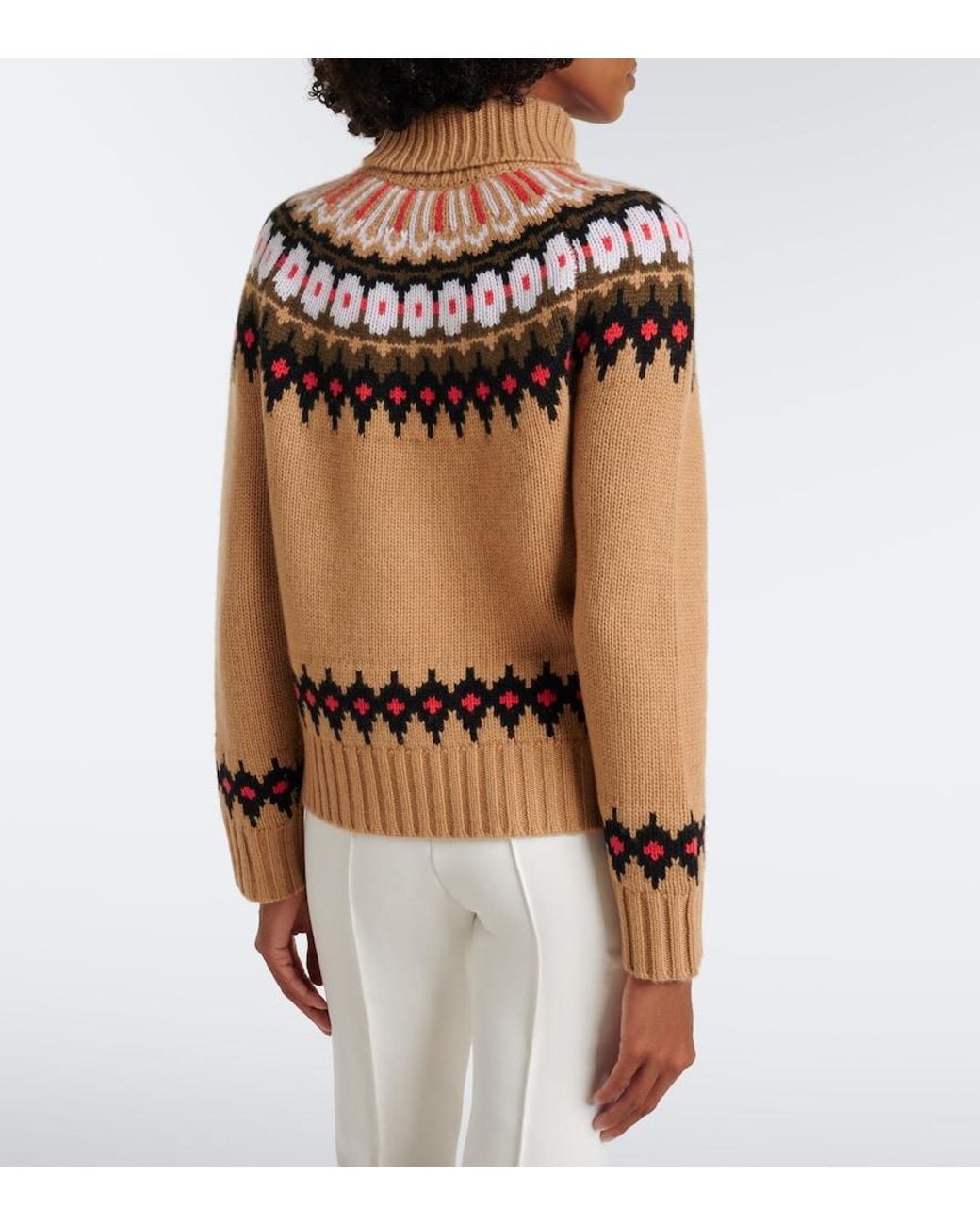 Bogner Brown Ingrid Fair Isle Cashmere Turtleneck Sweater