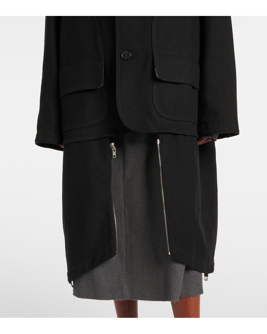 Maison Margiela Black Cotton And Wool Coat
