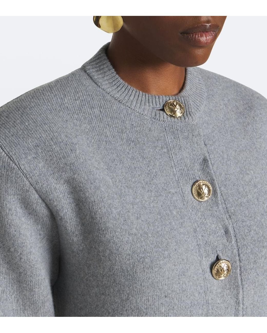 Balmain Gray Cashmere And Wool Cardigan