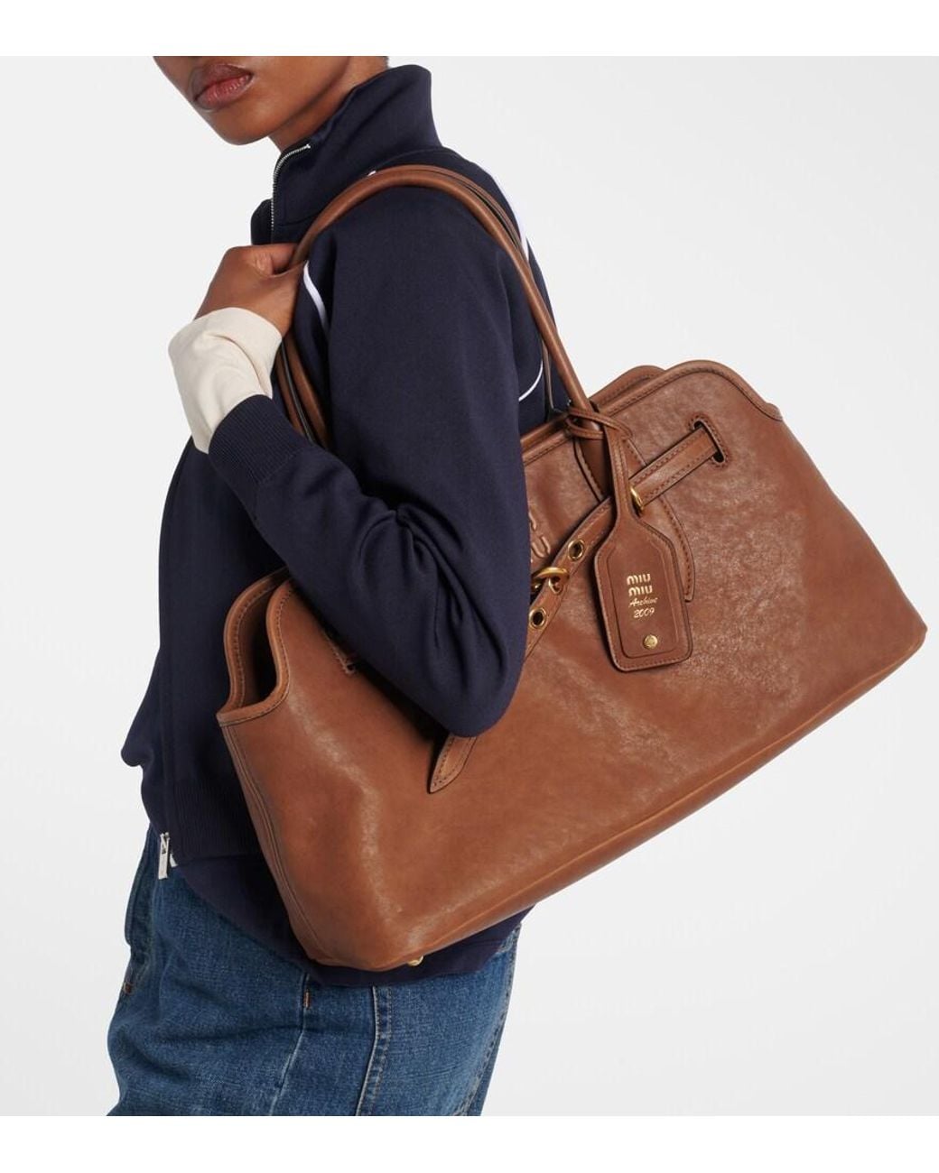Miu Miu Brown Aventure Large Leather Tote Bag