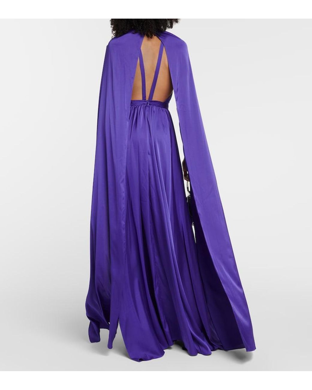 Safiyaa Purple Bridal Chiffon Cape Gown