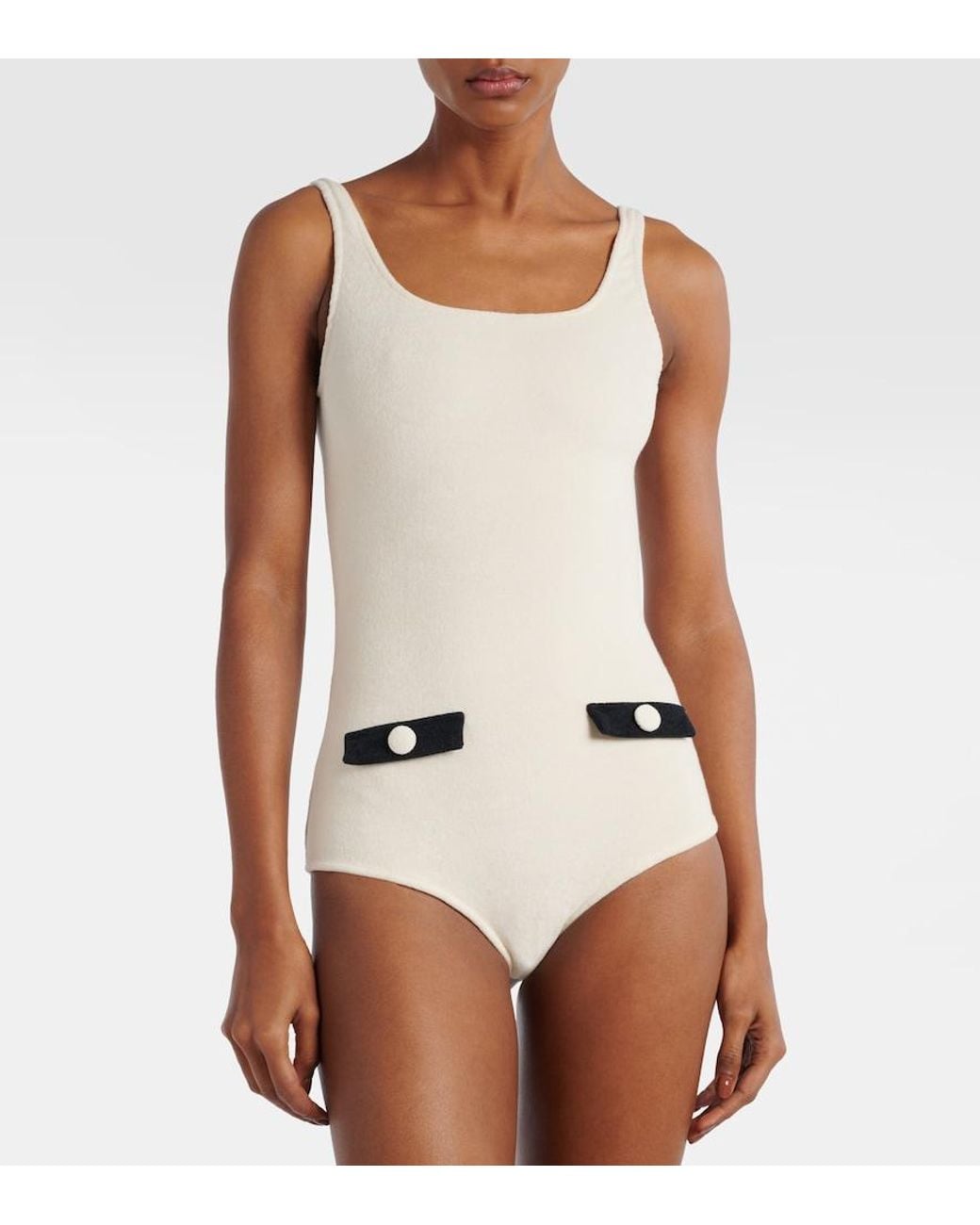 Adriana Degreas White Cotton-Blend Terry Swimsuit