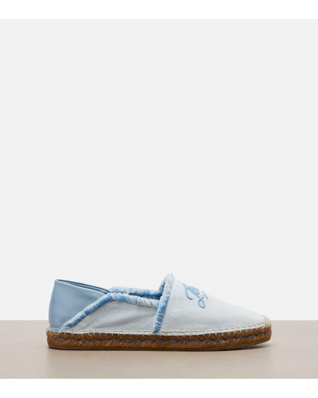Jimmy Choo Blue Avi Embroidered Canvas Espadrilles