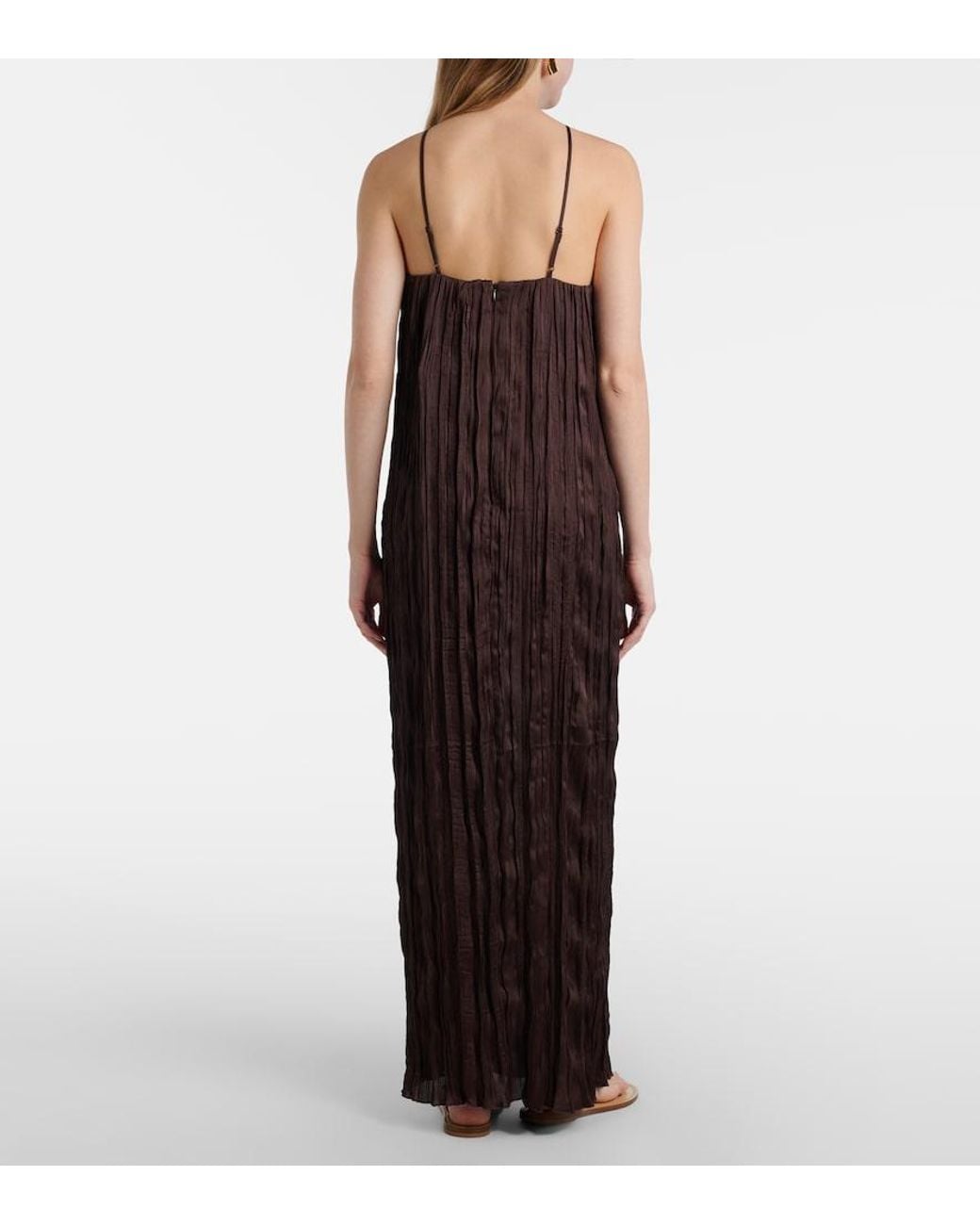 Staud Purple Akari Plisse Halterneck Maxi Dress
