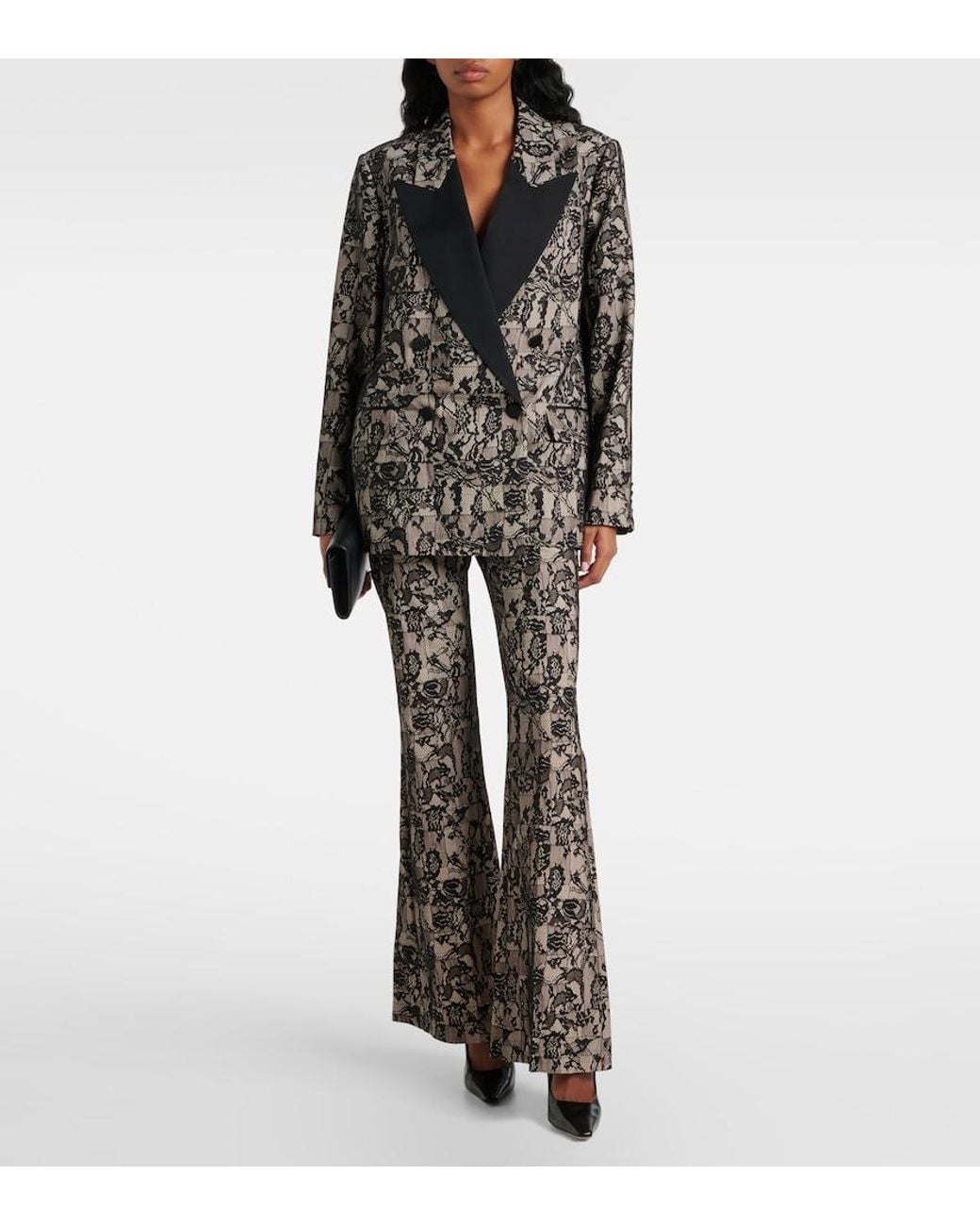 Joseph Black Tokyo Patchwork Lace Flared Pants
