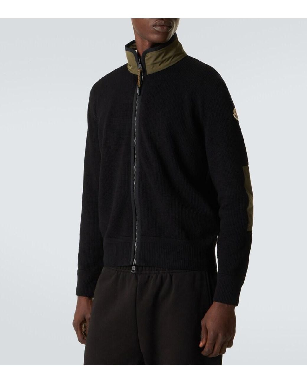 Moncler Black Archivio Waffle-Knit Cotton Jacket for men