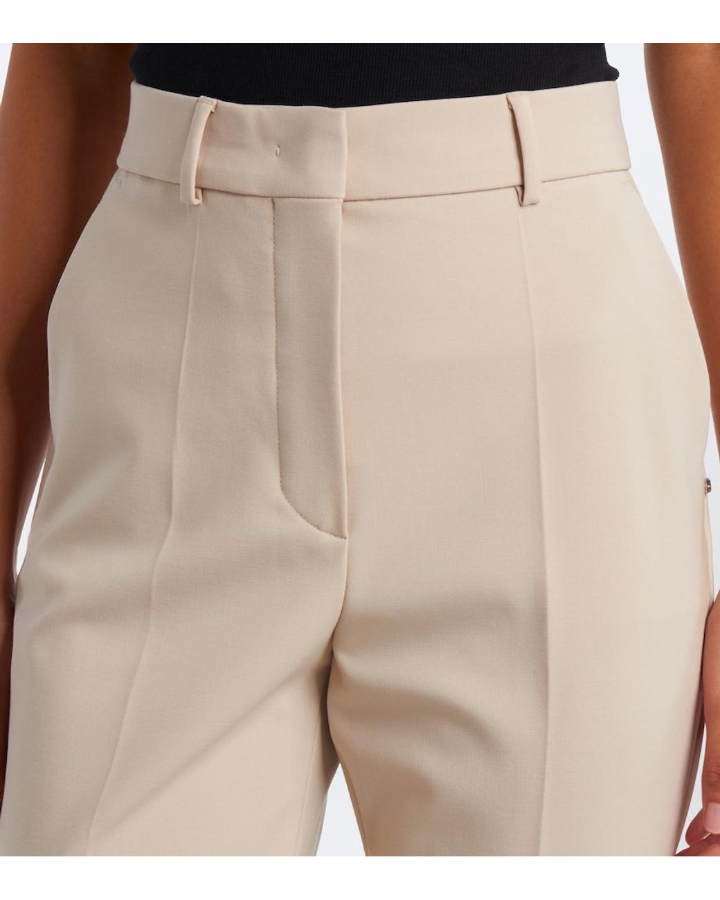 Sportmax Natural Wool-Blend Flared Pants