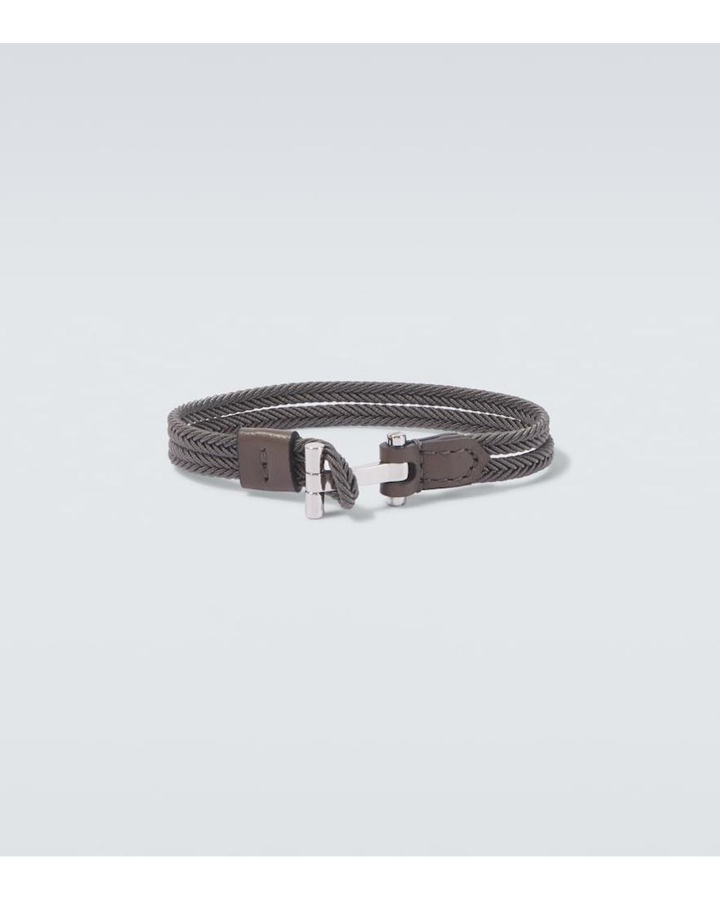Tom Ford White Braided Leather-Trimmed Bracelet for men