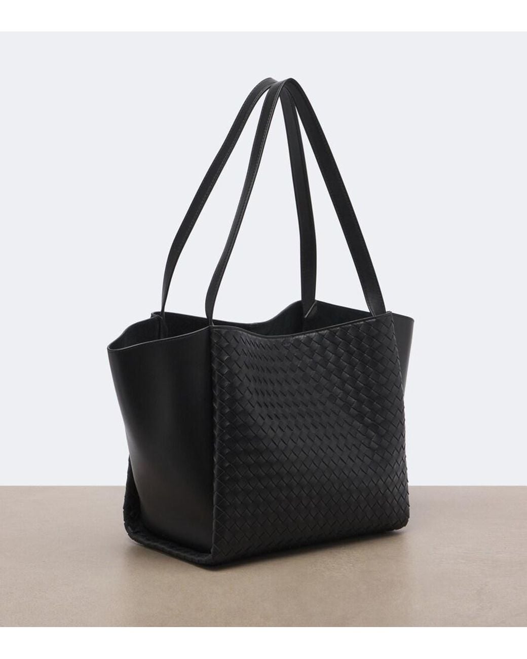 Bottega Veneta Black Corso Intrecciato Leather Tote Bag
