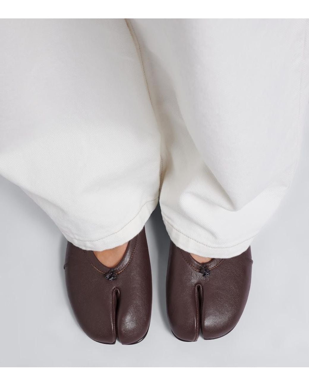 Maison Margiela Brown Tabi Leather Ballet Flats