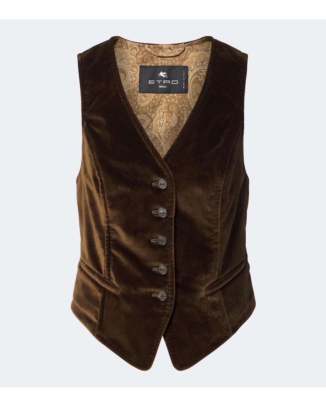 Etro Brown Cotton Velvet Vest