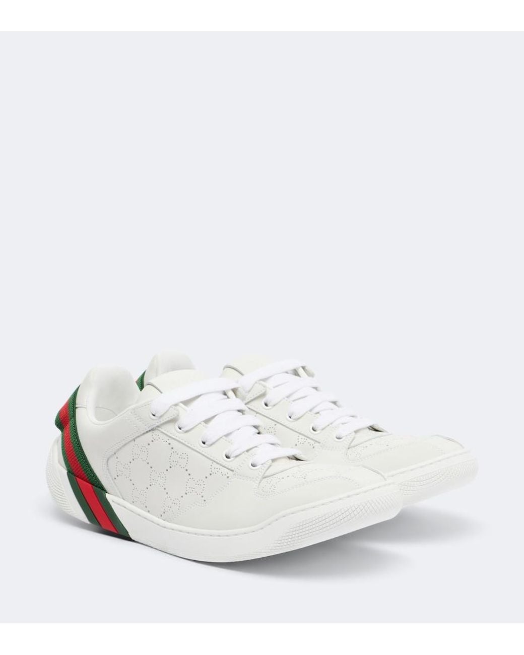 Gucci White Screener Gg Leather Sneakers