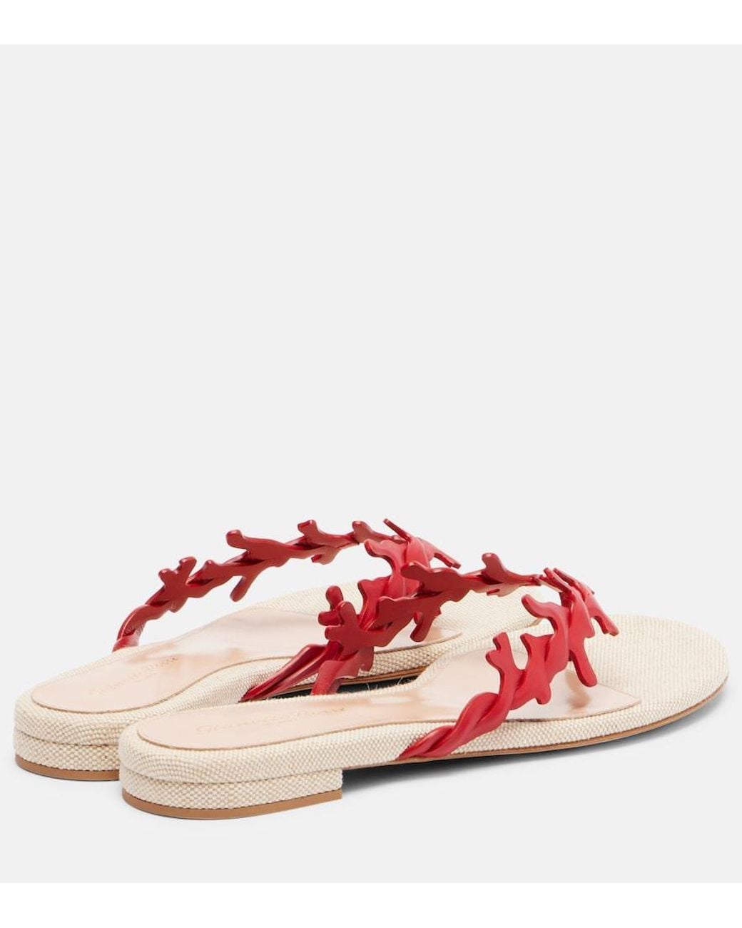 Gianvito Rossi Pink Canvas And Leather Thong Sandals