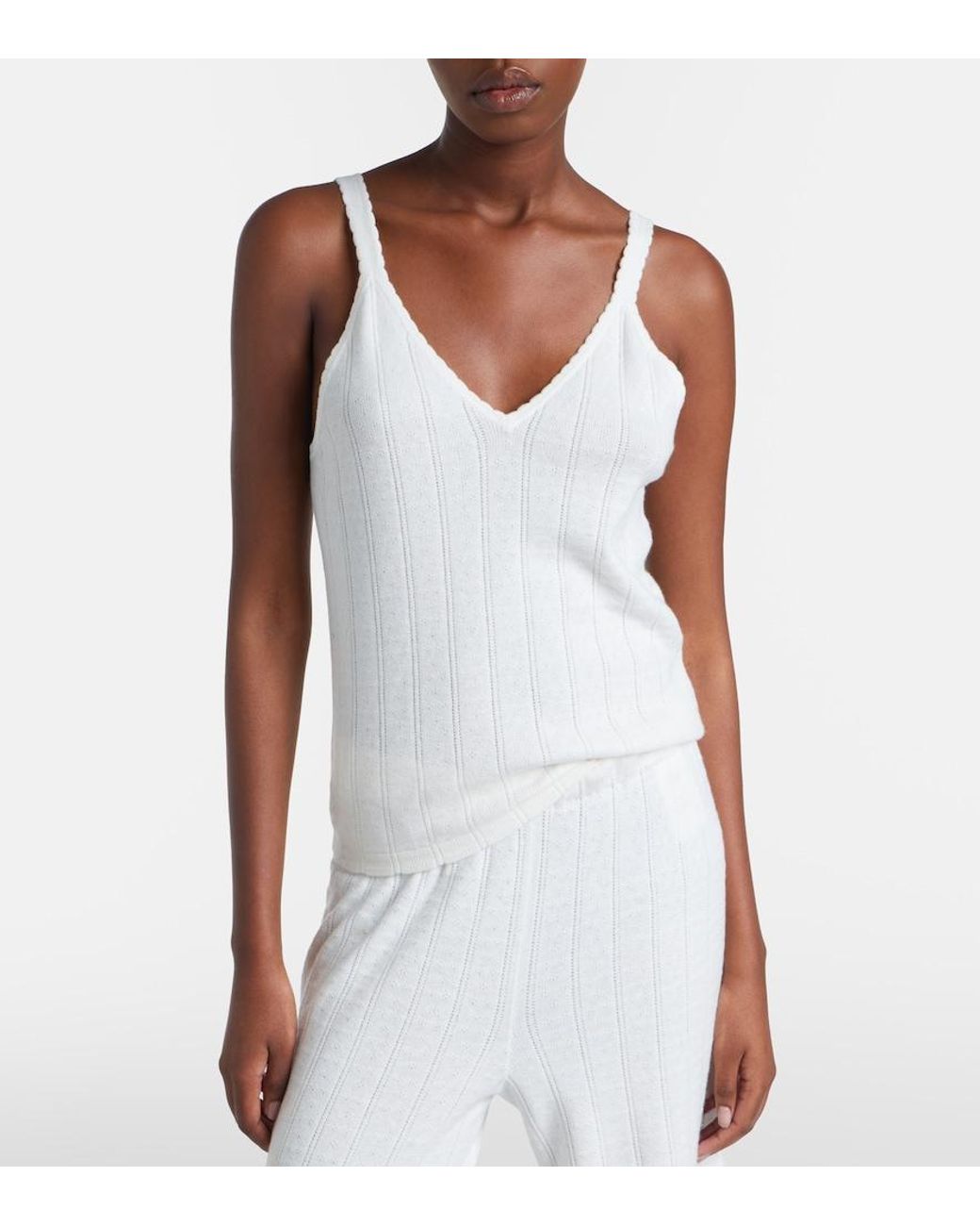 Lisa Yang White Suni Cotton And Cashmere Tank Top