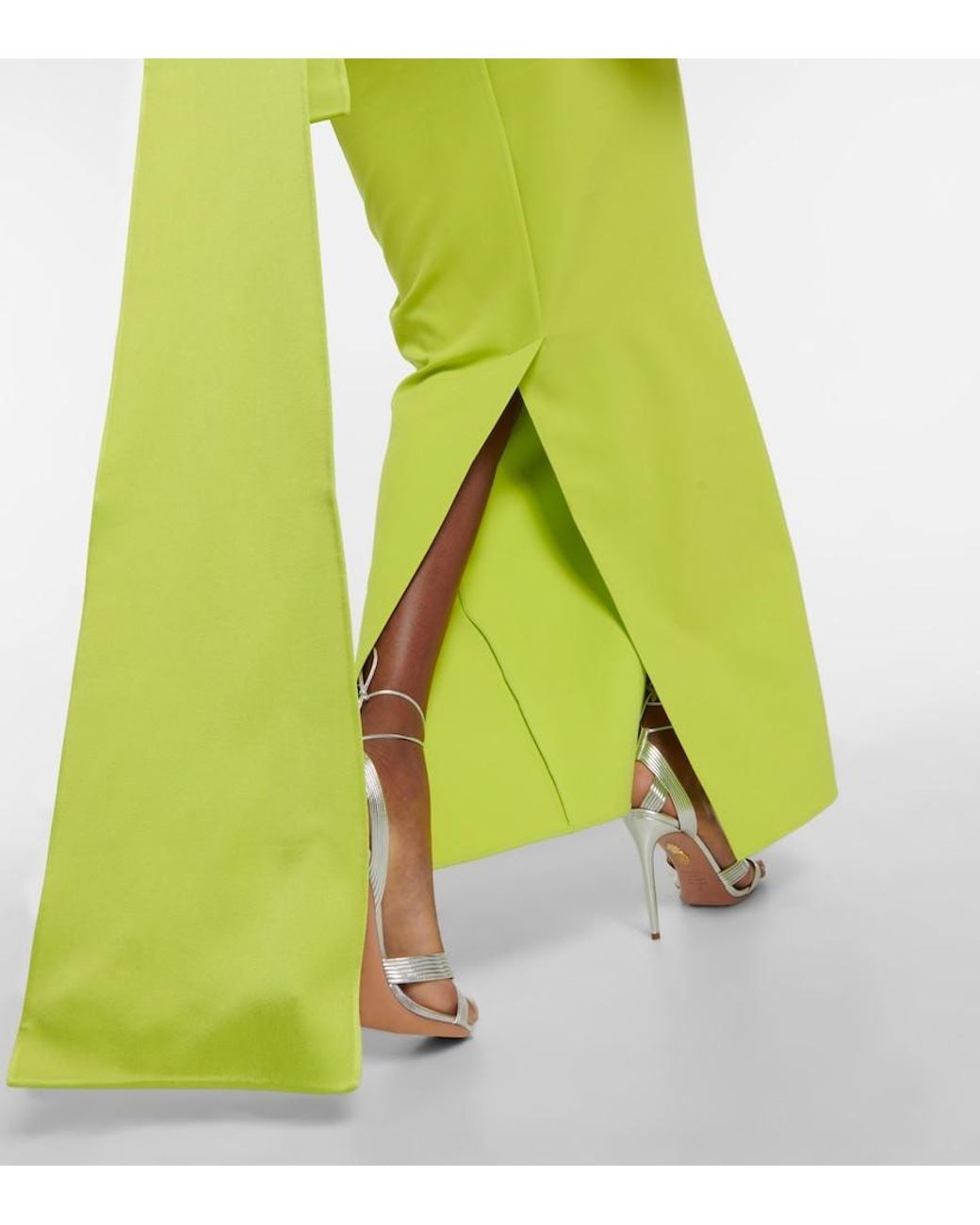 Safiyaa Green Kalika Crepe Gown