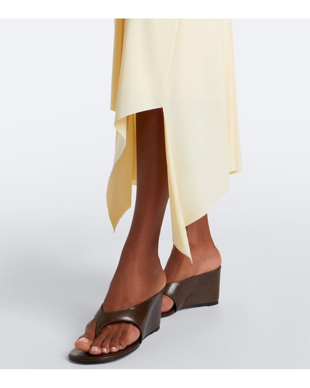 De La Vali Natural Vida Draped Jersey Midi Dress