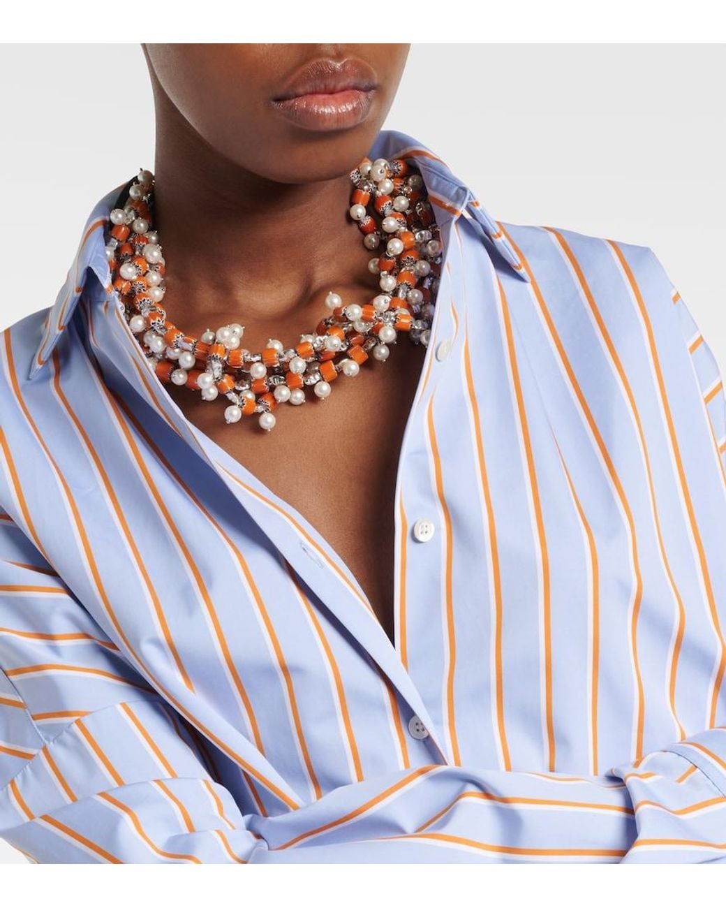 Dries Van Noten White Embellished Beaded Necklace