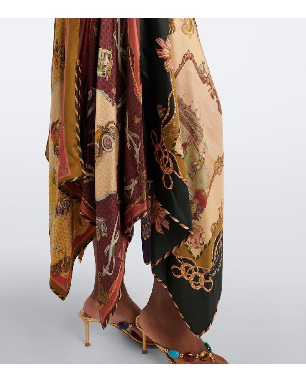 Zimmermann Brown Valiant Draped Printed Silk Maxi Skirt