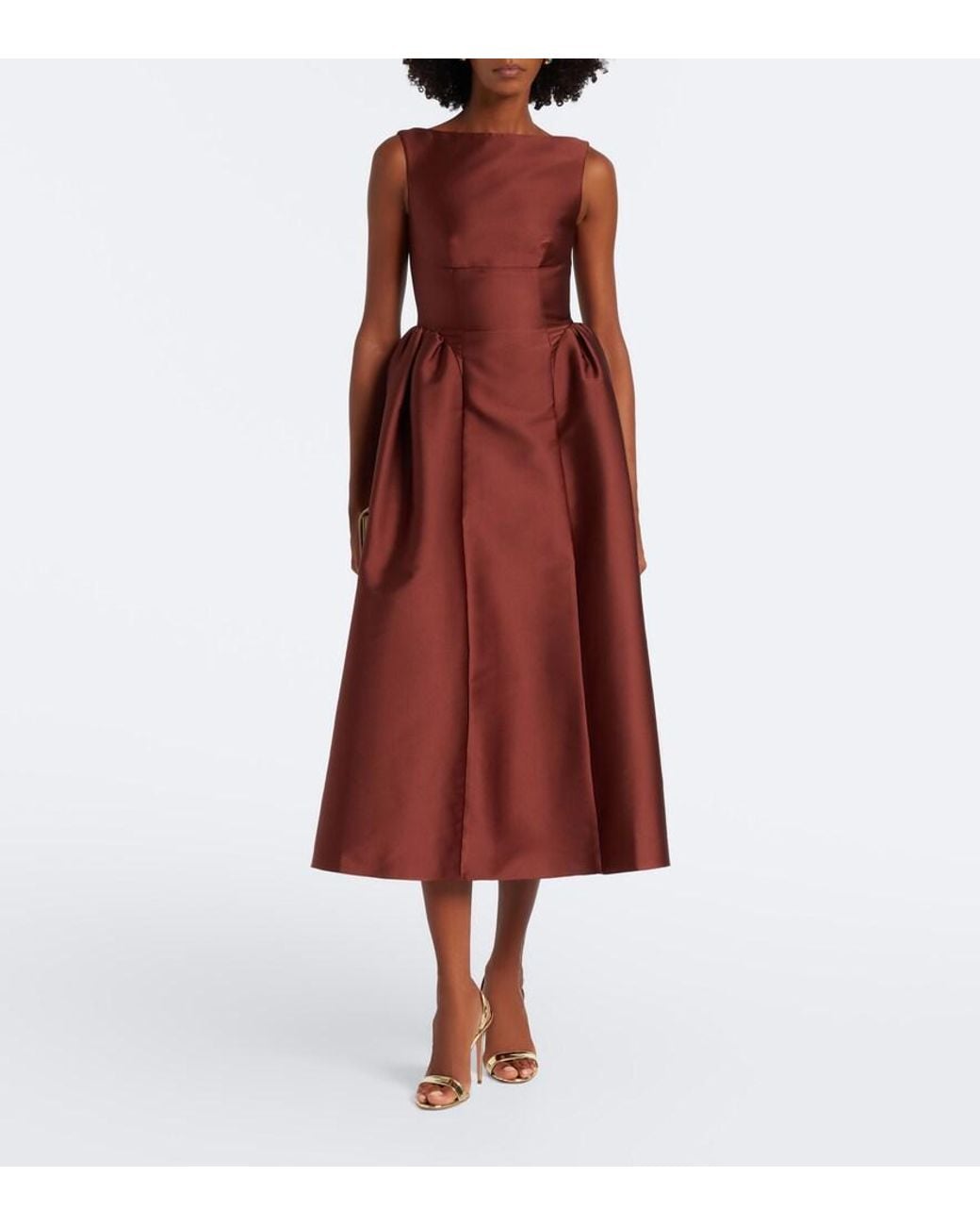 Roland Mouret Red Taffeta Midi Dress