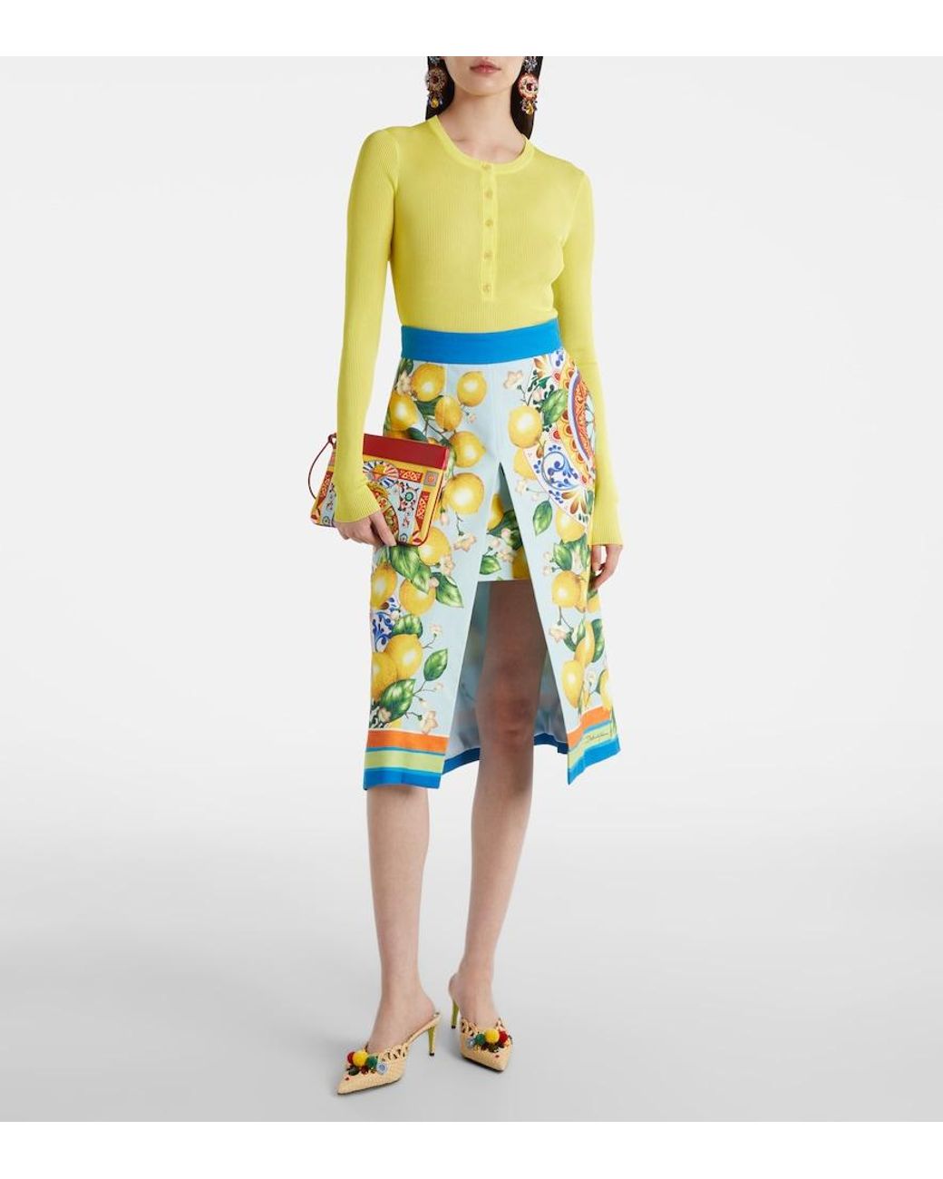Dolce & Gabbana Yellow Ribbed-Knit Sweater