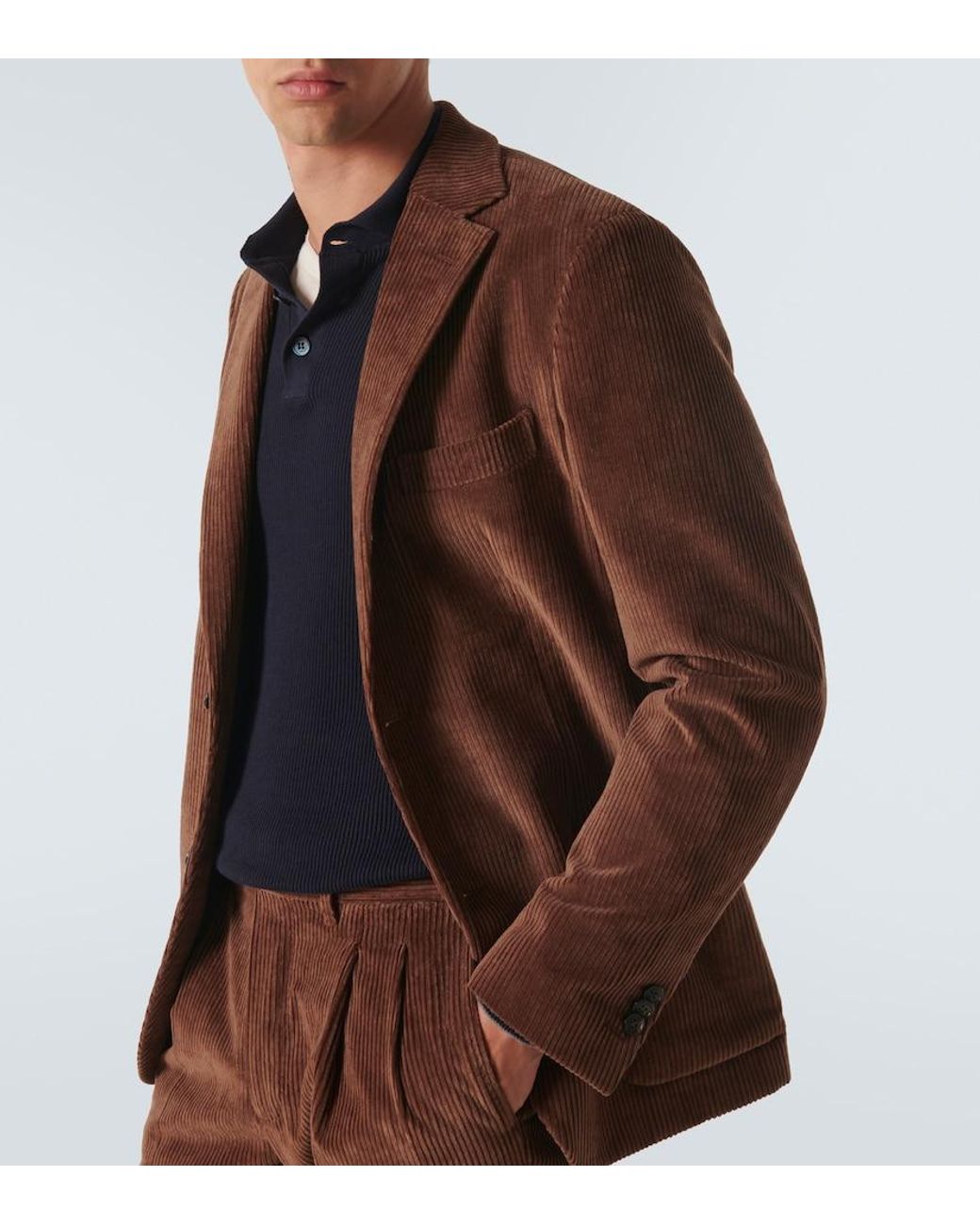 Slowear Brown Cotton Corduroy Blazer for men