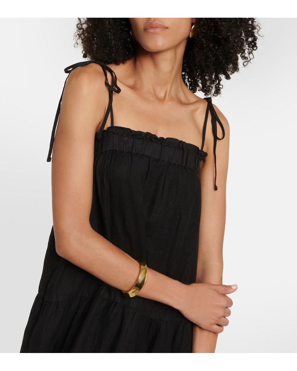 Velvet Black Charlie Tiered Linen Maxi Dress