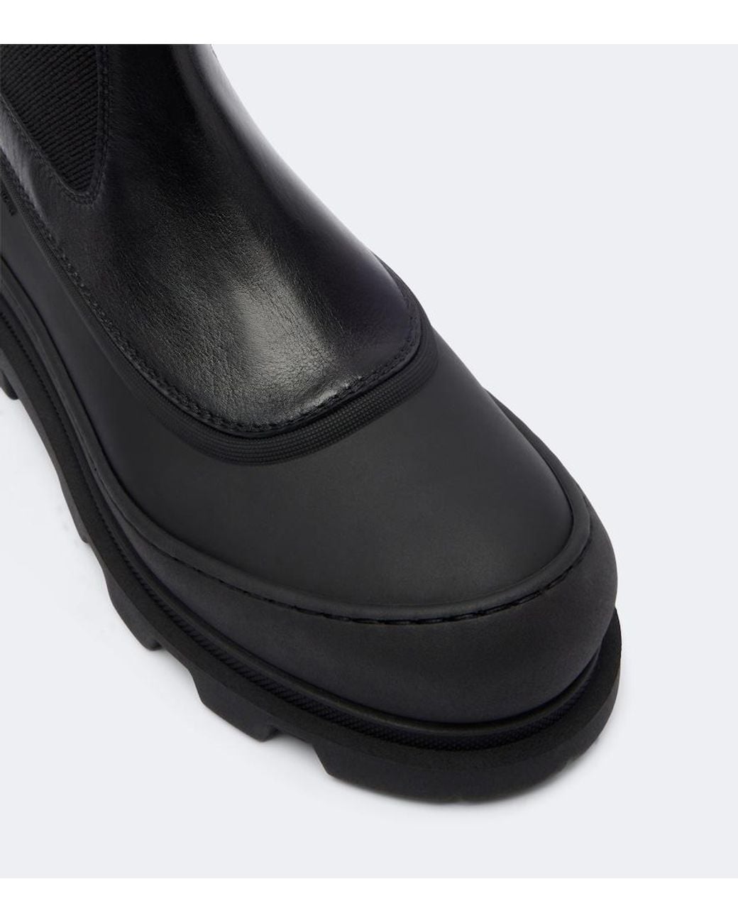 Moncler Black Vera Edge Leather-Trimmed Ankle Boots