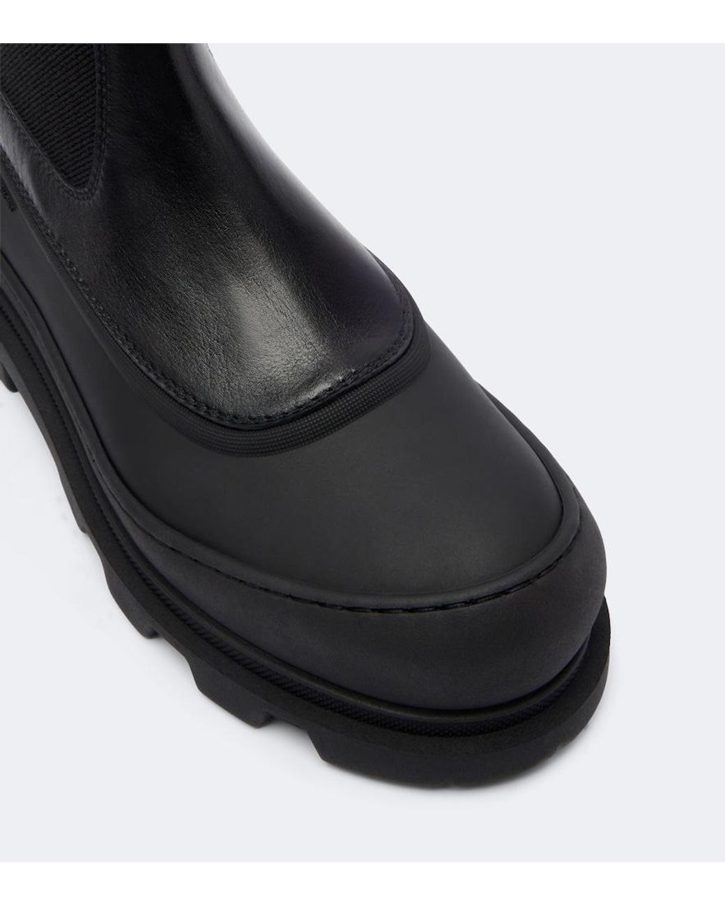 Moncler Black Vera Edge Leather-Trimmed Ankle Boots