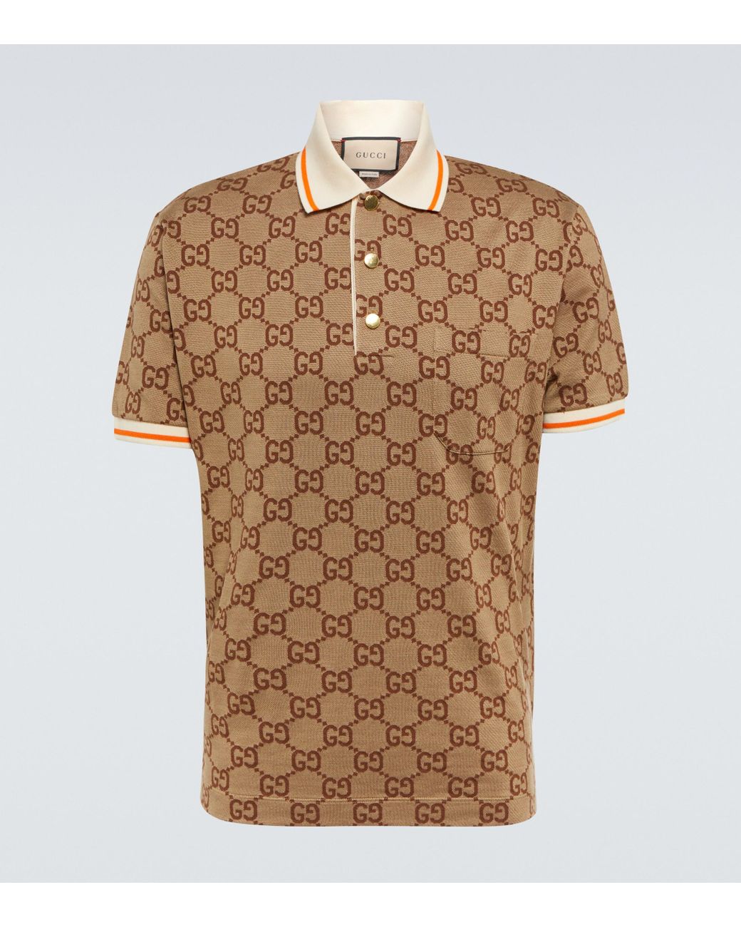 Gucci GG Silk And Cotton Jacquard Polo Shirt in Brown for Men | Lyst  Australia
