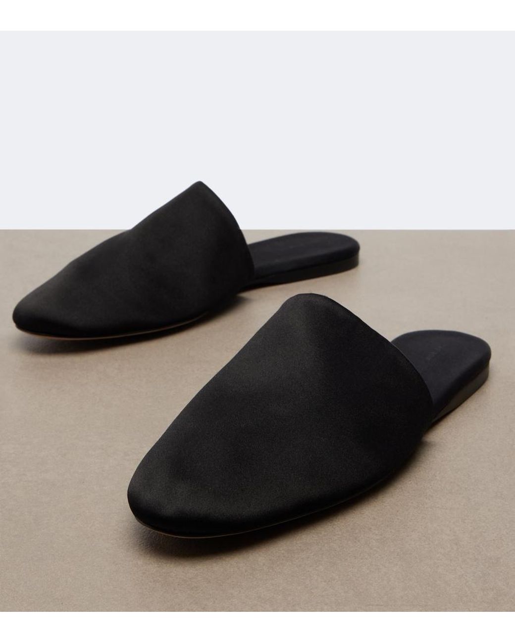The Row Black Tilda Satin Mules