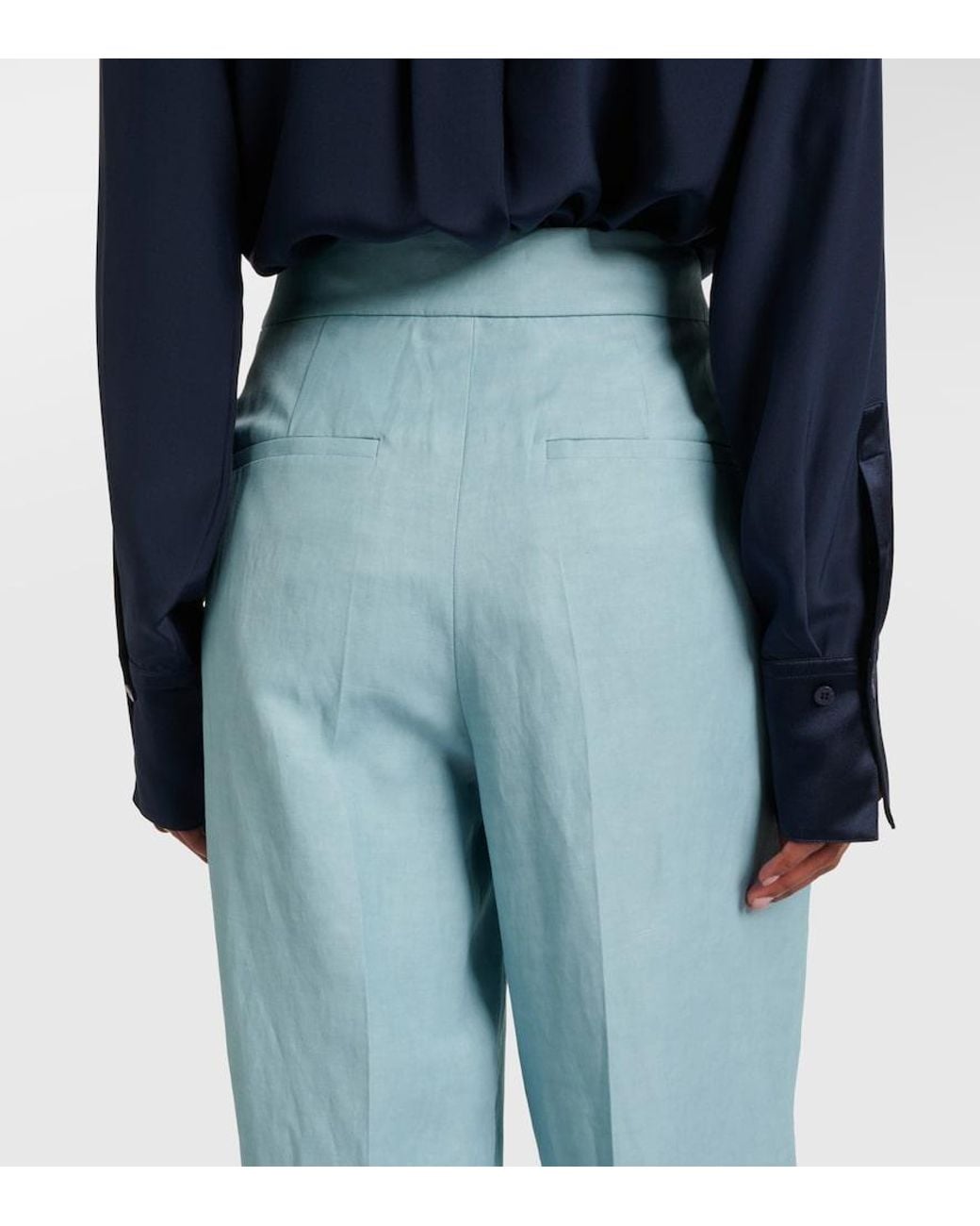 Joseph Blue Aix Chambray Wide-Leg Pants